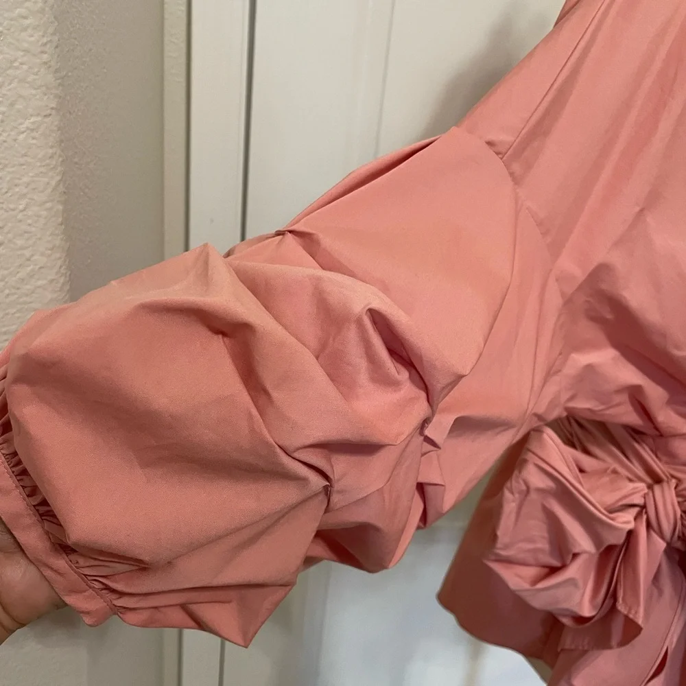 New York & Company Pink Wrap Blouse with 3/4 Sleeves-NWOT - Picture 4 of 9